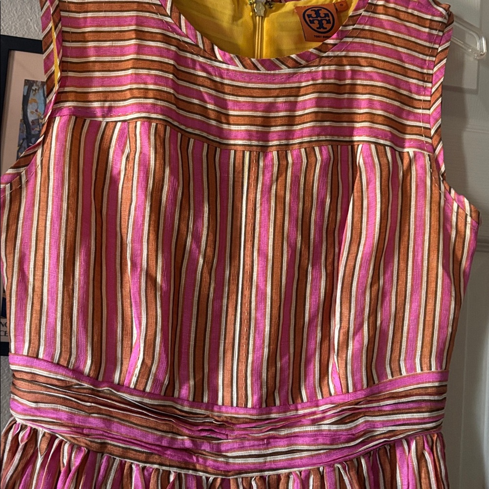 Tory Burch Pink and Yellow Striped Dress - Picture 2 of 4